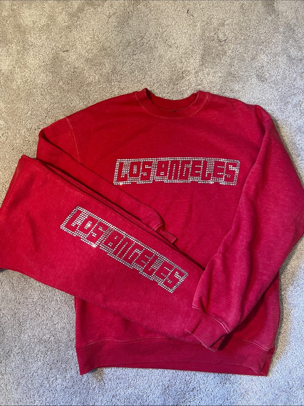 Sweatshirt & jogger set Red Los Angeles Graphic